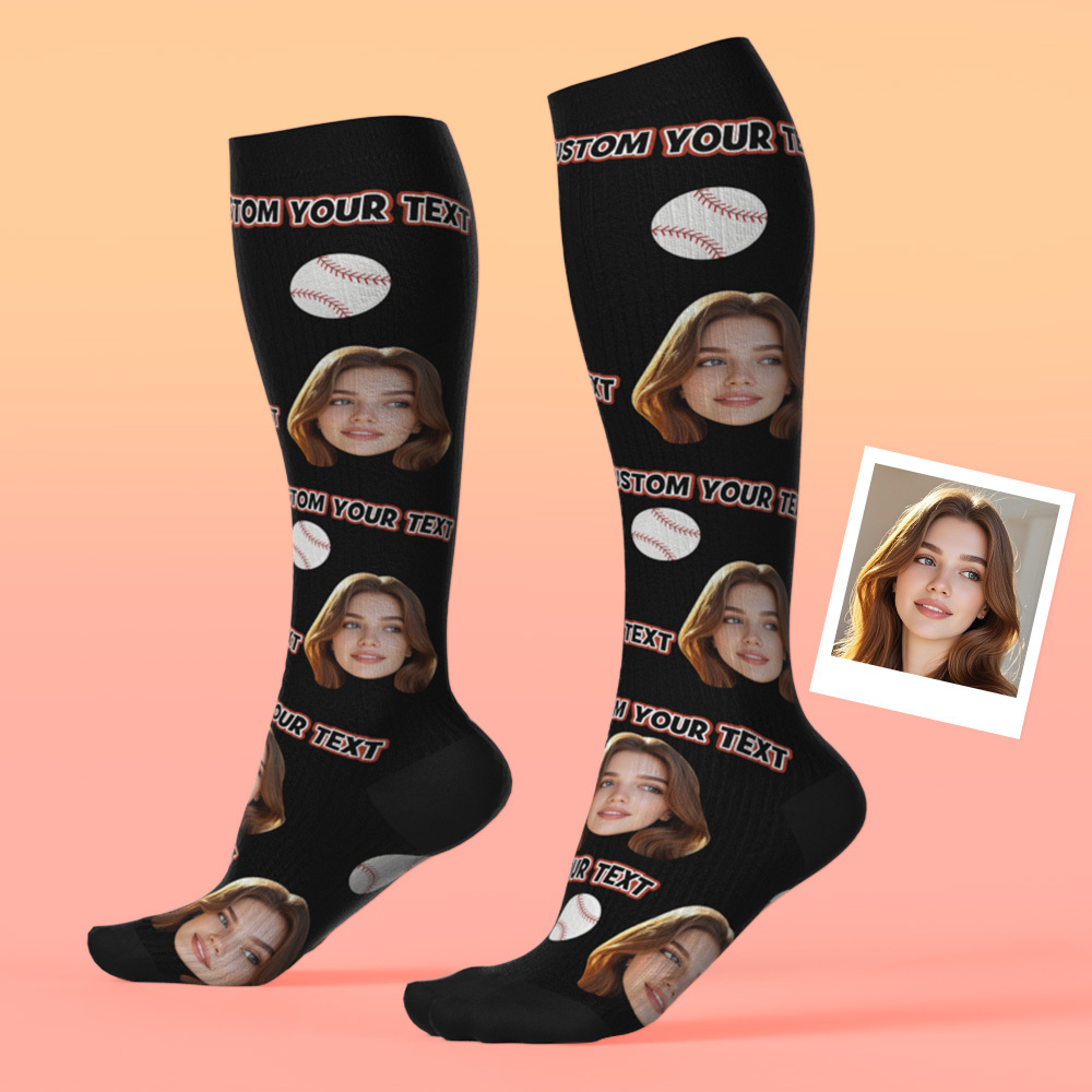 Custom Knee High Socks with Photo and Text Upgrade Custom Breathable K