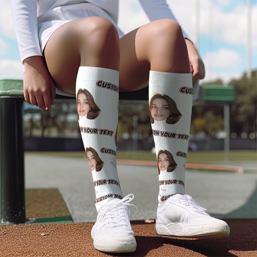 Custom Knee High Socks with Photo and Text Upgrade Custom Breathable Knee-high Compression Socks