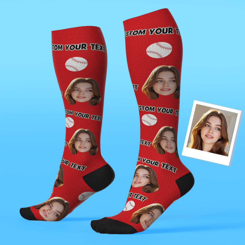 Custom Knee High Socks with Photo and Text Upgrade Custom Breathable Knee-high Compression Socks