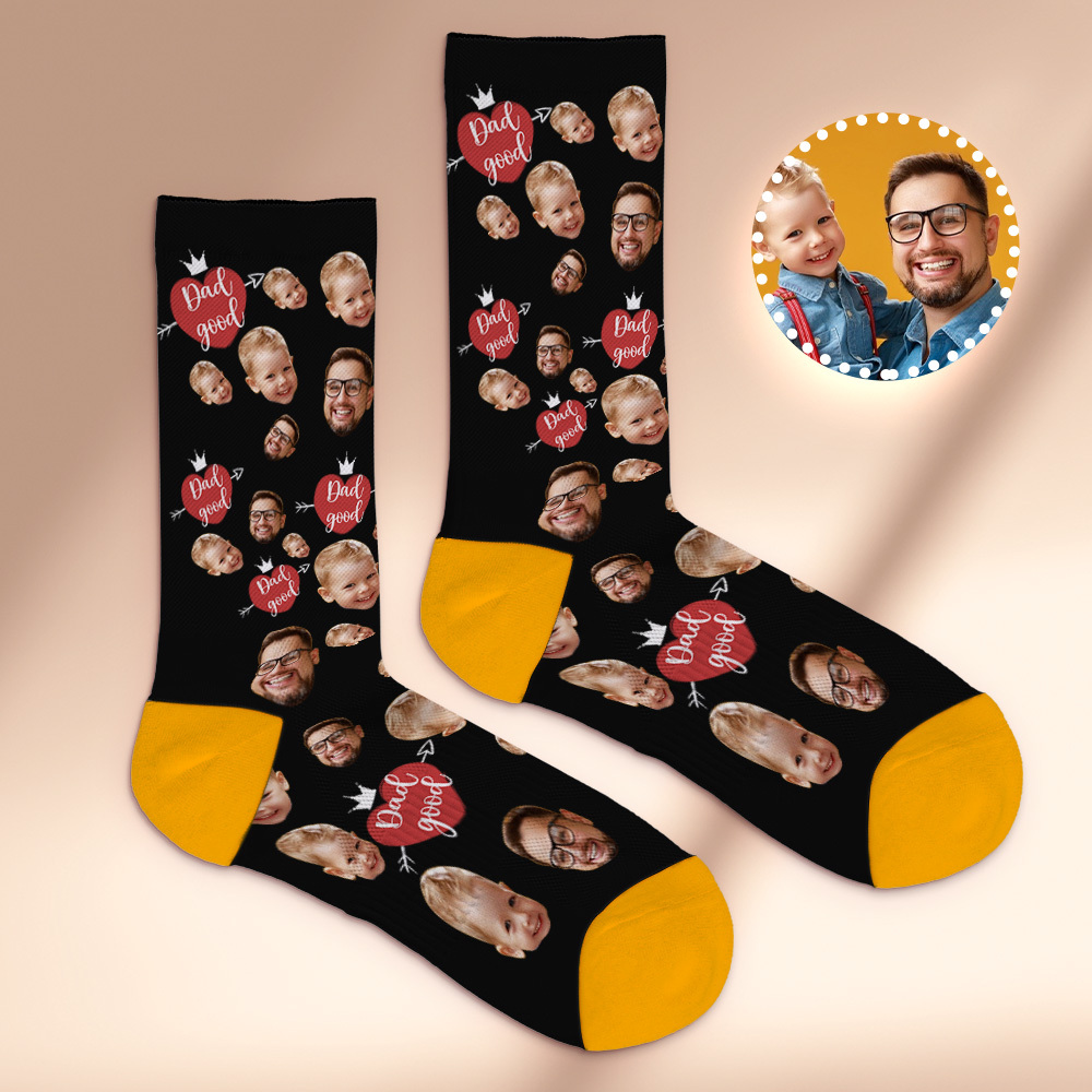 Custom Full Face Photo Print Socks, Colorful, Crown Dad Socks, Personalized Custom Design, Best Gift For Dad