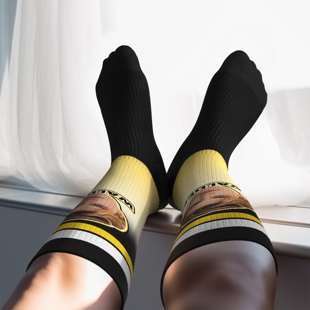 Personalized Athletic Knee High Socks Gradient Color High Socks Personalized Compression Socks Face and Text Knee High Socks