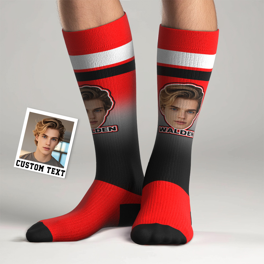 Custom Athletic Knee High Socks Personalized Compression Socks Face and Text Knee High Socks