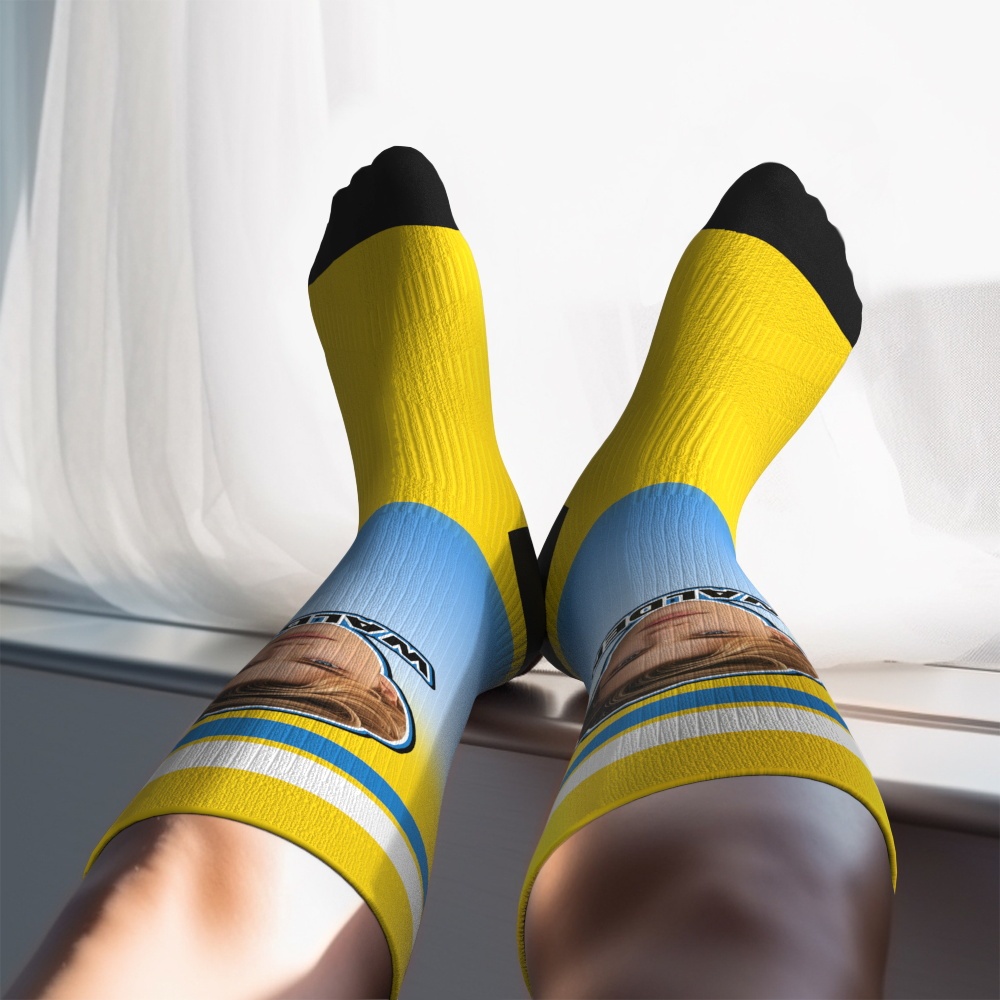 Personalized Athletic Knee High Socks Gradient Color High Socks Personalized Compression Socks Face and Text Knee High Socks