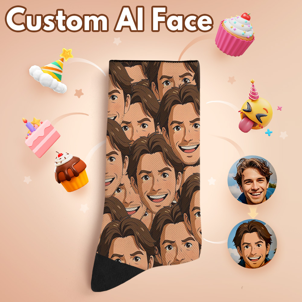Custom Big Face Socks Photo Colorful Personalized Design Best Gift Idea Funny Face for Lover