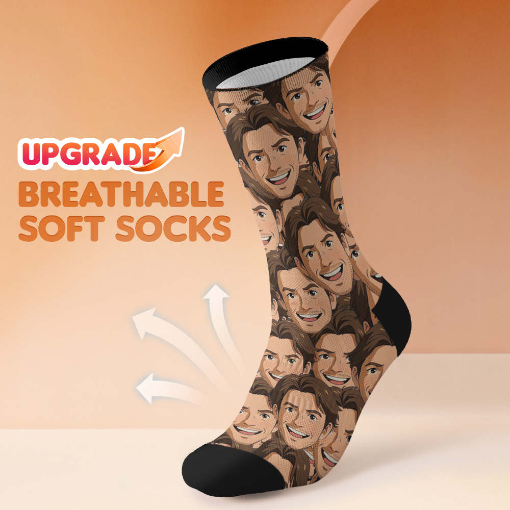Custom Cute Photo Socks Colorful Personalized Design Best Gift Idea Funny Face for Pet Lover