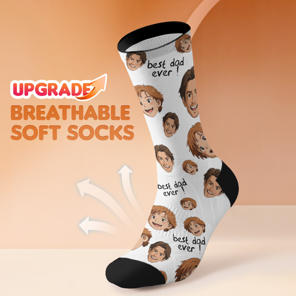 Custom AI Effect Face Photo Print Socks Colorful Happy Fathers Day Personalized Custom Design Best Gift Idea Funny Face - SantaSocks