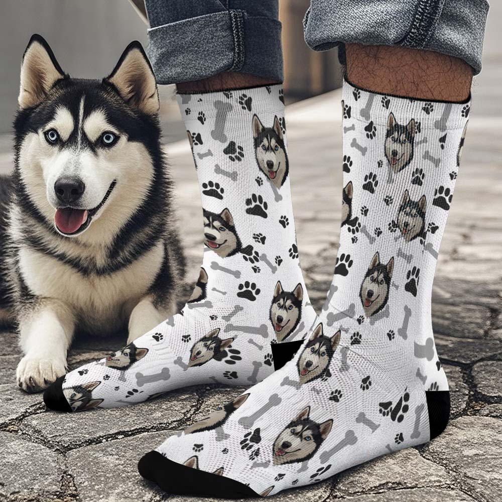Custom Cute Photo Socks Colorful Personalized Design Best Gift Idea Funny Face for Pet Lover