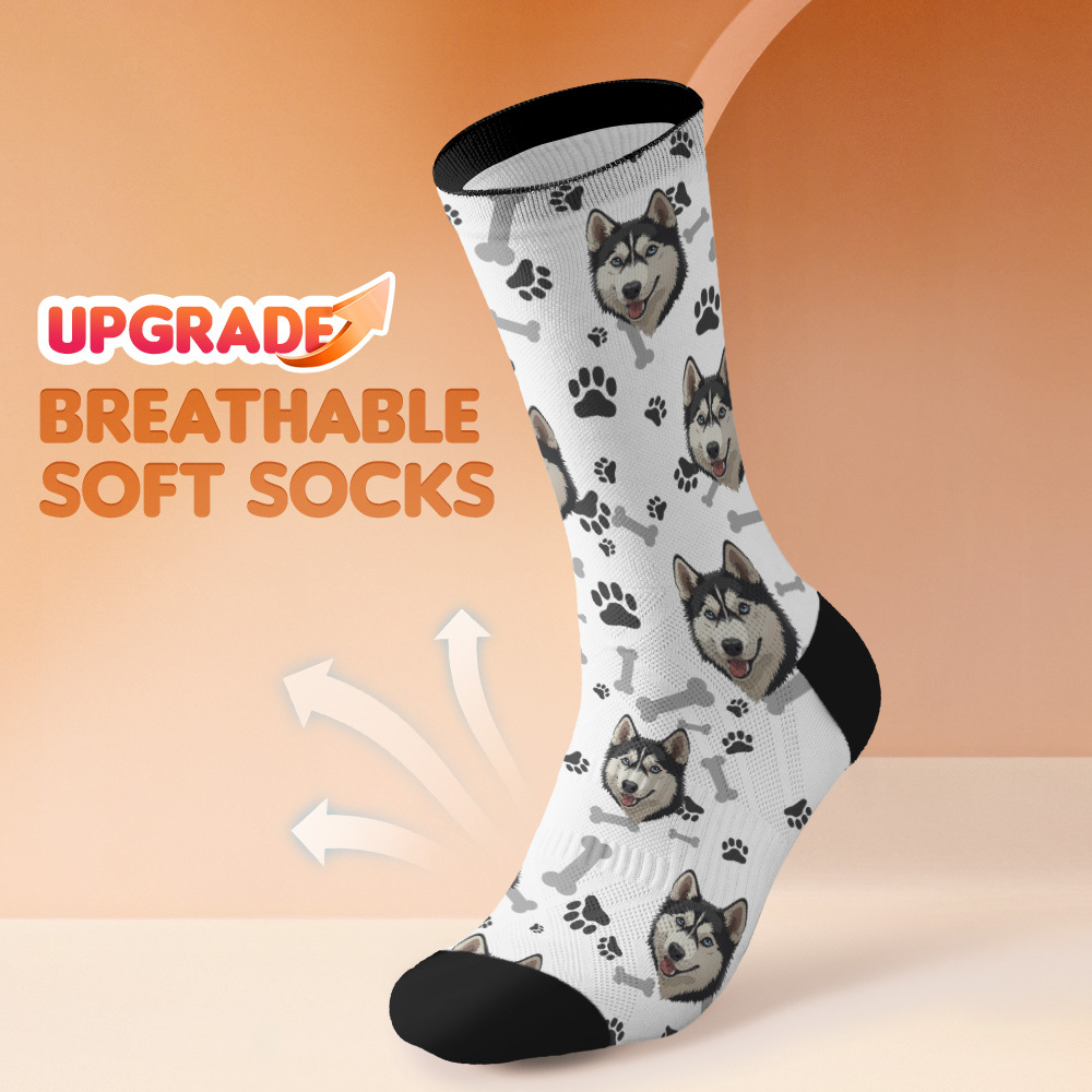 Custom Cute Photo Socks Colorful Personalized Design Best Gift Idea Funny Face for Pet Lover - SantaSocks