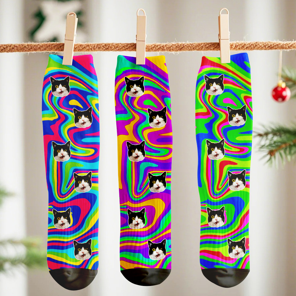 Christmas Socks Custom Face Printed Socks Personalized Funny Custom Design Best Gift Idea for Xmas