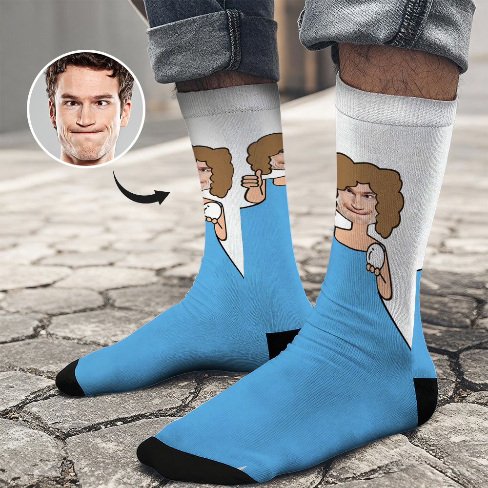 Christmas Socks Custom Face Socks Personalized Funny Hat Custom Design Best Gift Idea for Xmas - SantaSocks