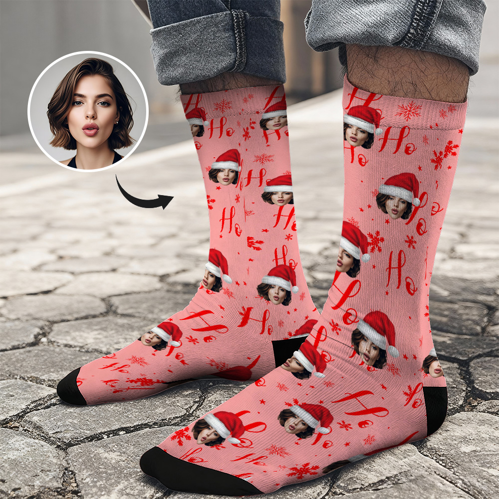 Custom Christmas Face Printed Socks Personalized Funny Custom Design Best Gift Idea for Xmas