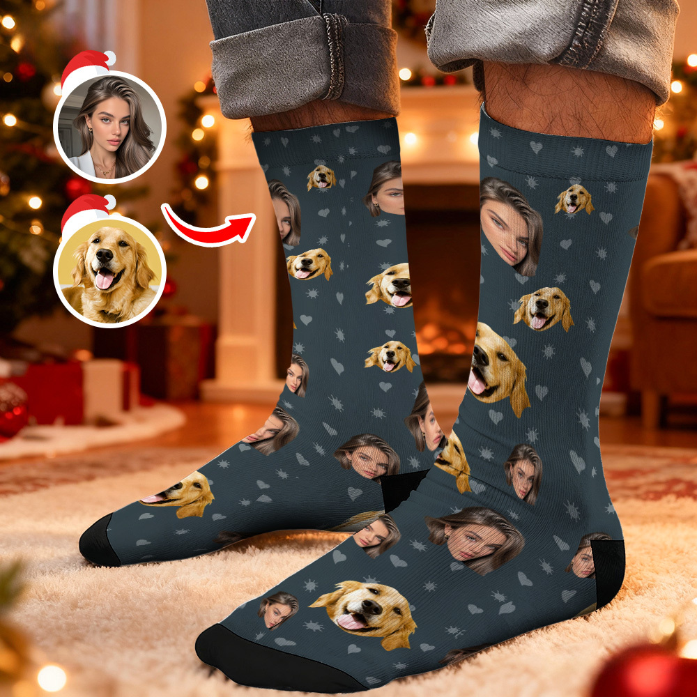 Christmas Socks Custom Face Socks Personalized Funny Christmas Face Socks Gift - SantaSocks
