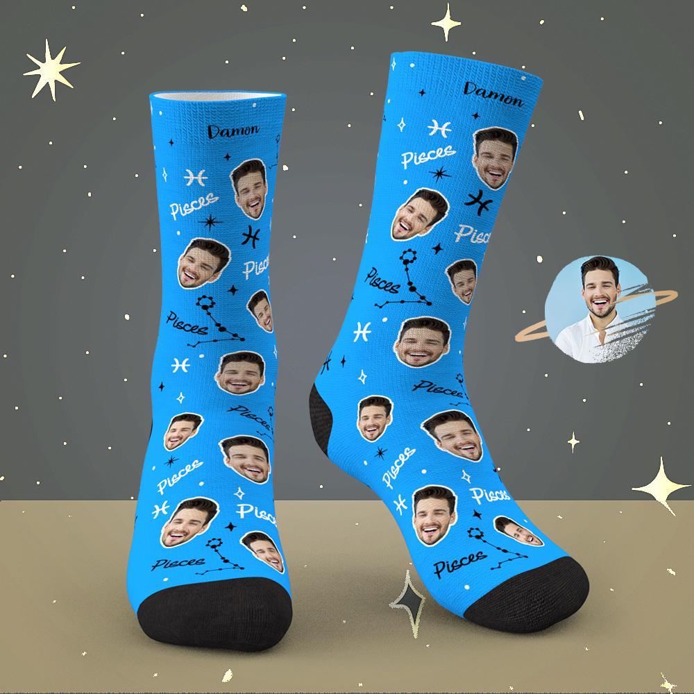 Custom Pisces Lucky Socks Personalized Face Exclusive Constellation Lucky Socks