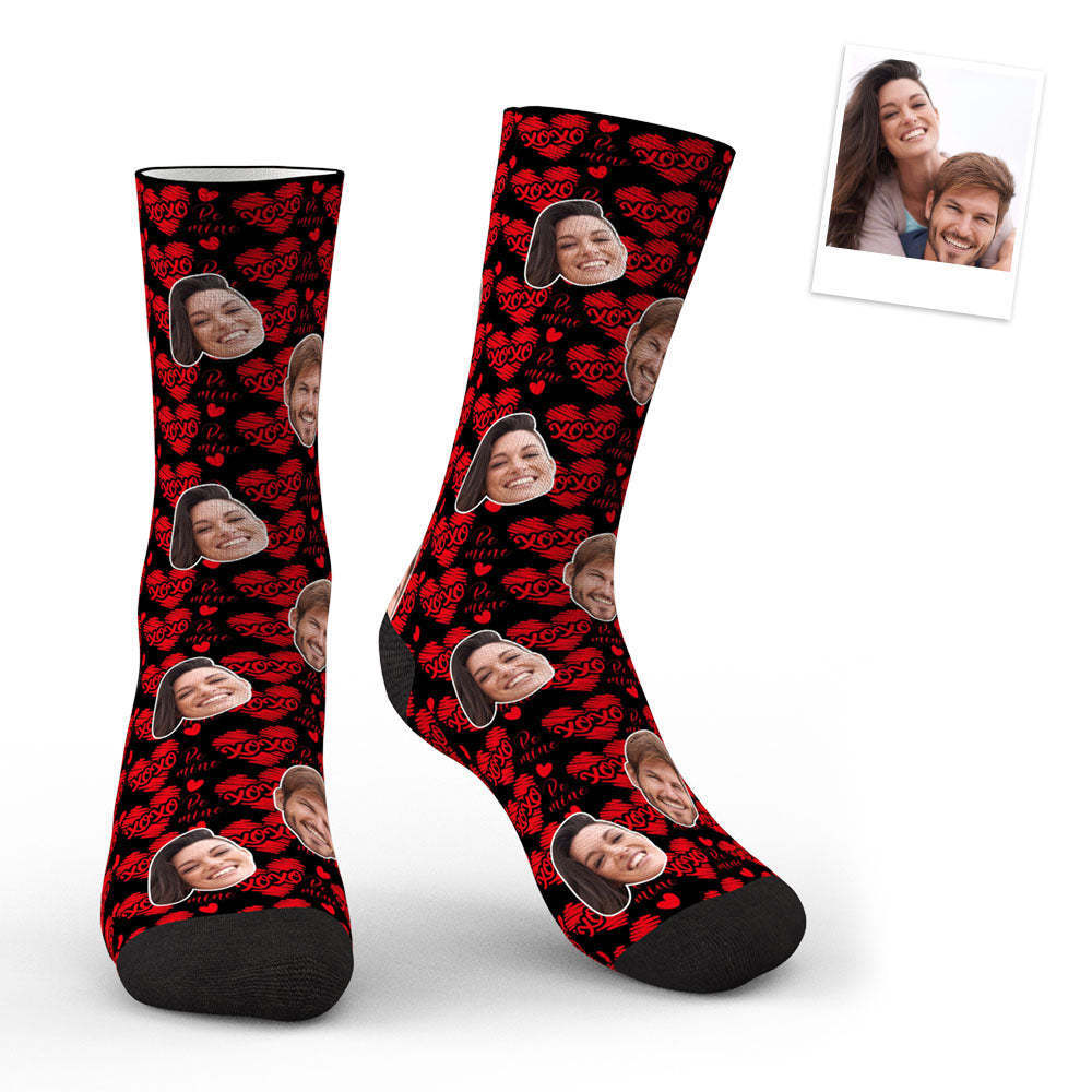 3D Preview Custom Face Heart Socks - XOXO - SantaSocks