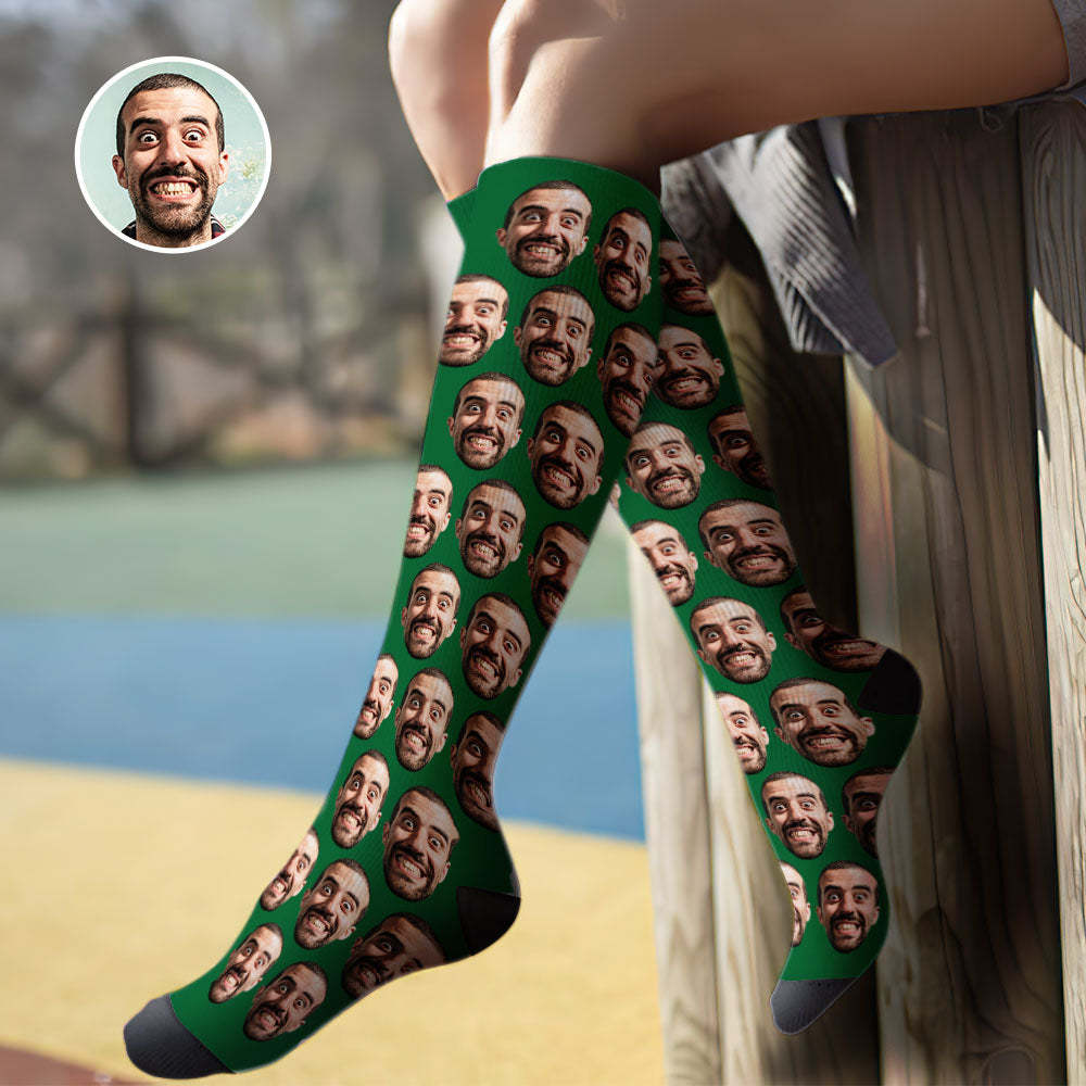 Custom Knee High Face Socks Summer Socks - Full Face Pink Color - SantaSocks