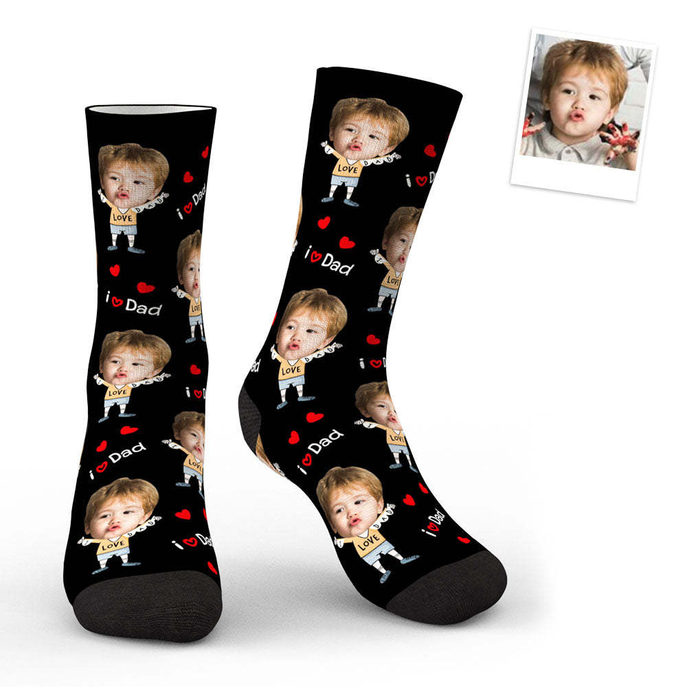 3D Preview Custom Face Socks To The Dearest Dad - SantaSocks