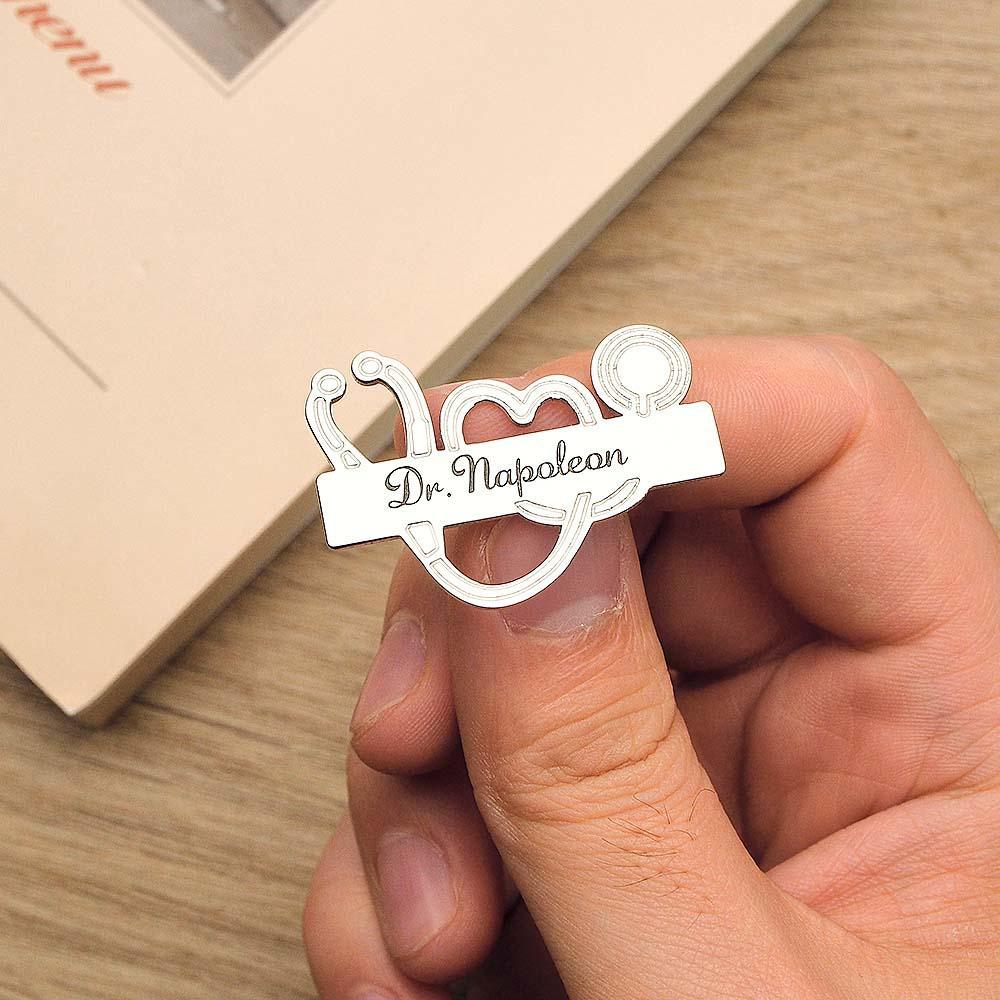 Custom Engraved Stethoscope Shaped Brooch Personalized Gifts for Doctors and Nurses - soufeelus