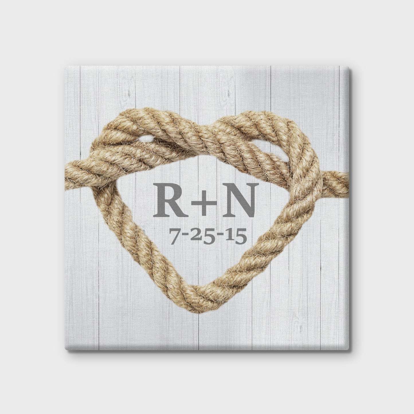 Custom Text Canvas Print Heart Shaped Knot Design With DIY Frame Anniversary Gifts For Lovers - SantaSocks