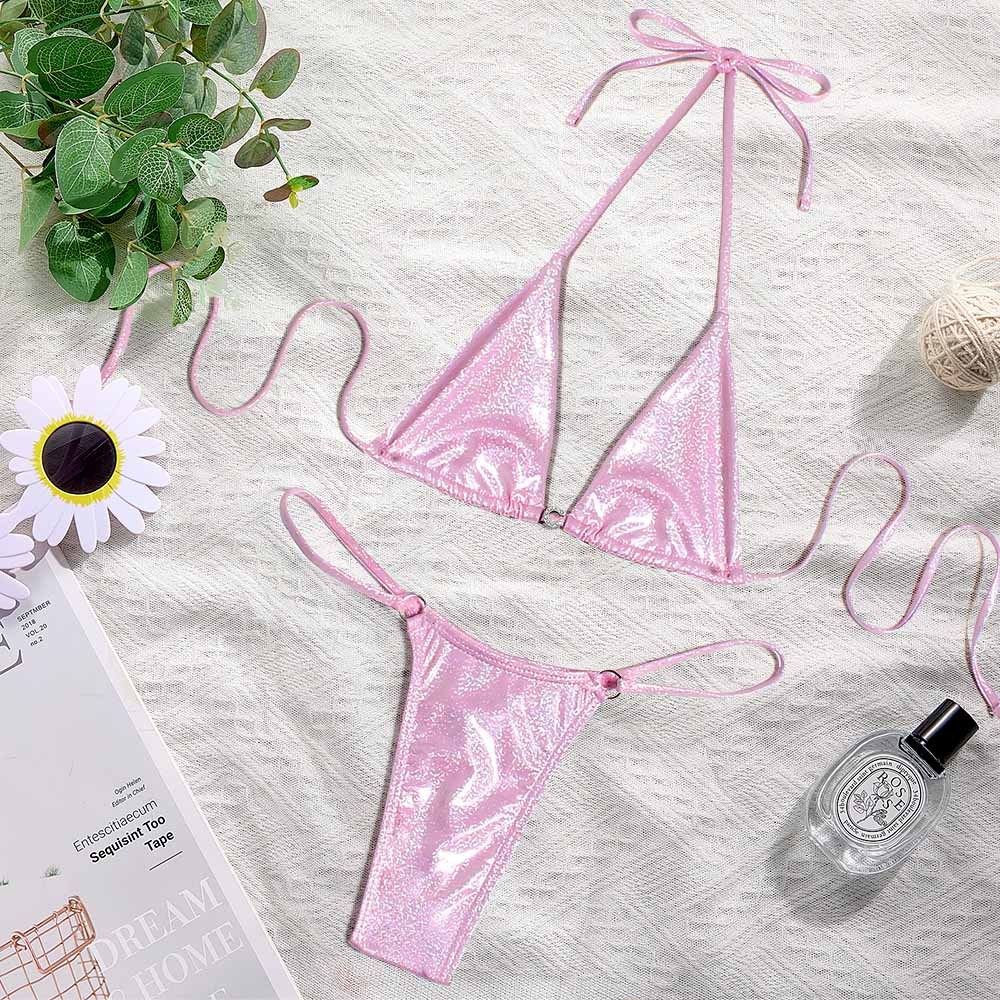 Custom Name Silver Triangle Bikini Sets Sexy DIY Crystal Letters Bikini - SantaSocks