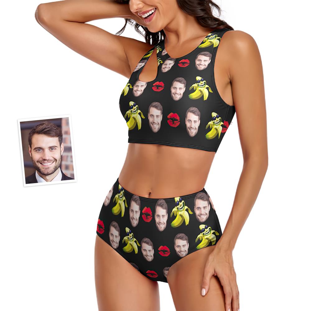 Custom Face Women's Banana Two-piece Swimsuit Personalized Sexy Gifts for Her