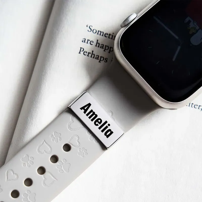 Personalised Name Apple Watch Charm - Custom Strap Accessory, Engraved Jewellery, Teen Gift, Luxe Stainless Steel Charm, Stocking Filler