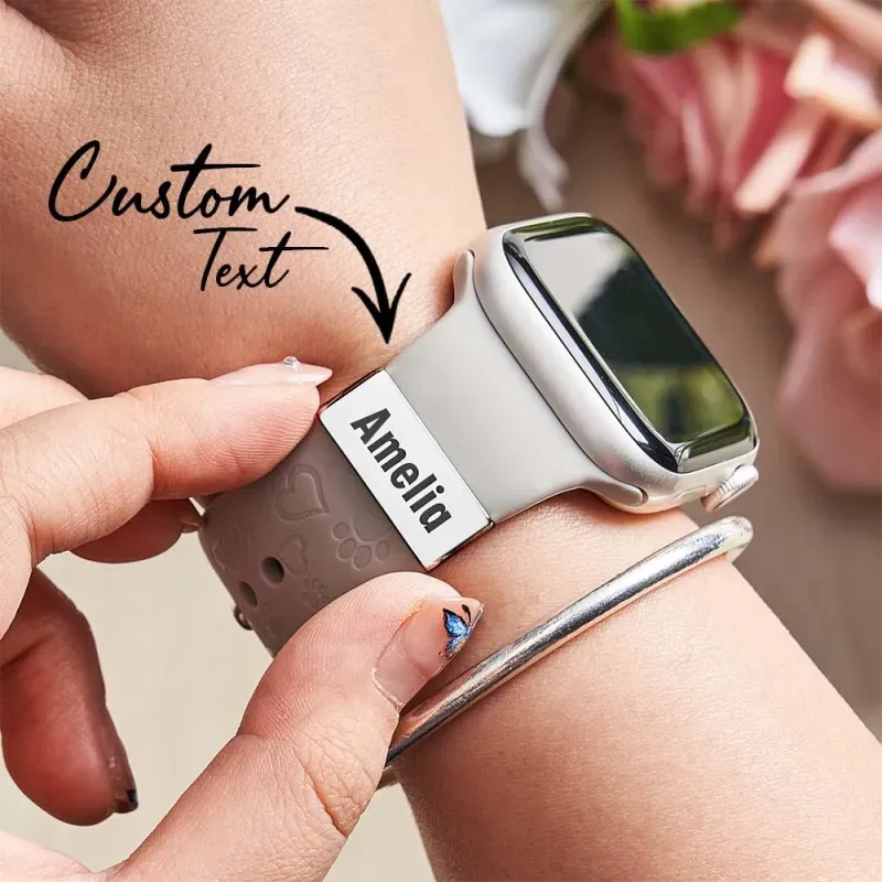 Personalised Name Apple Watch Charm - Custom Strap Accessory, Engraved Jewellery, Teen Gift, Luxe Stainless Steel Charm, Stocking Filler