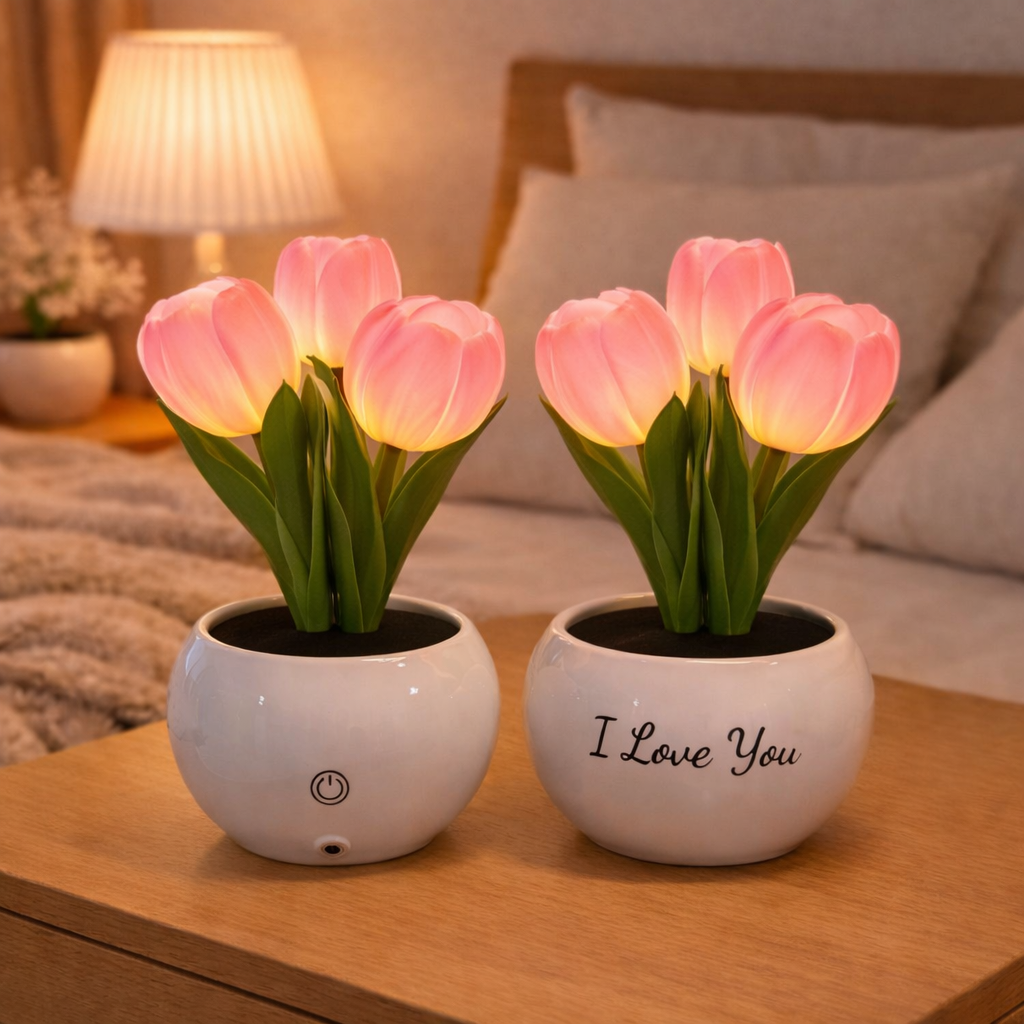 Personalized LED Tulip Night Light with 3 Power Modes Romantic Artificial Bloom Lamp, Unique Mother’s Day Gift for Mom - SantaSocks