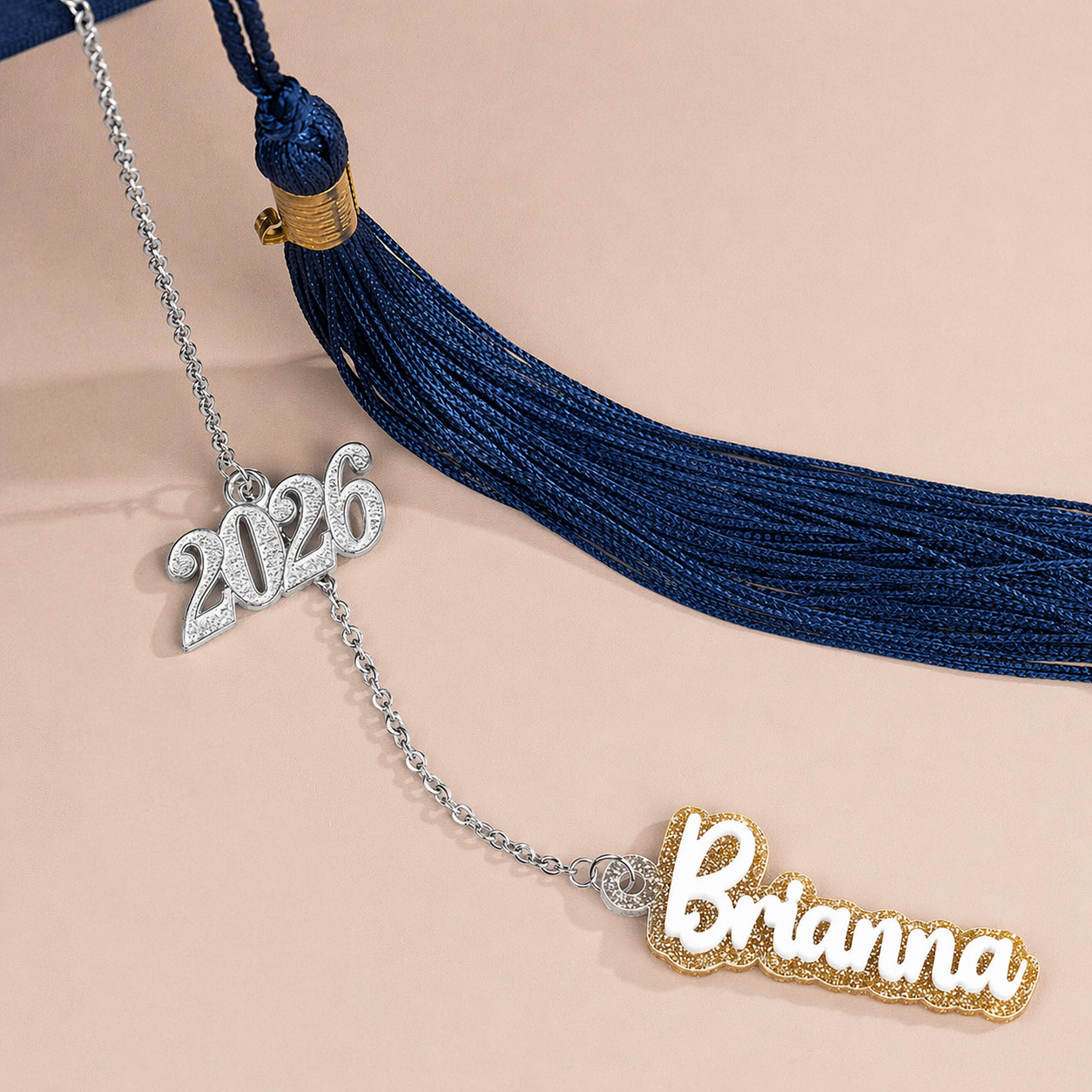 Personalized Graduation 2026 Cap Charm Necklace – Custom Name & Year Acrylic Pendant, Graduation Gift for Her/Him - SantaSocks