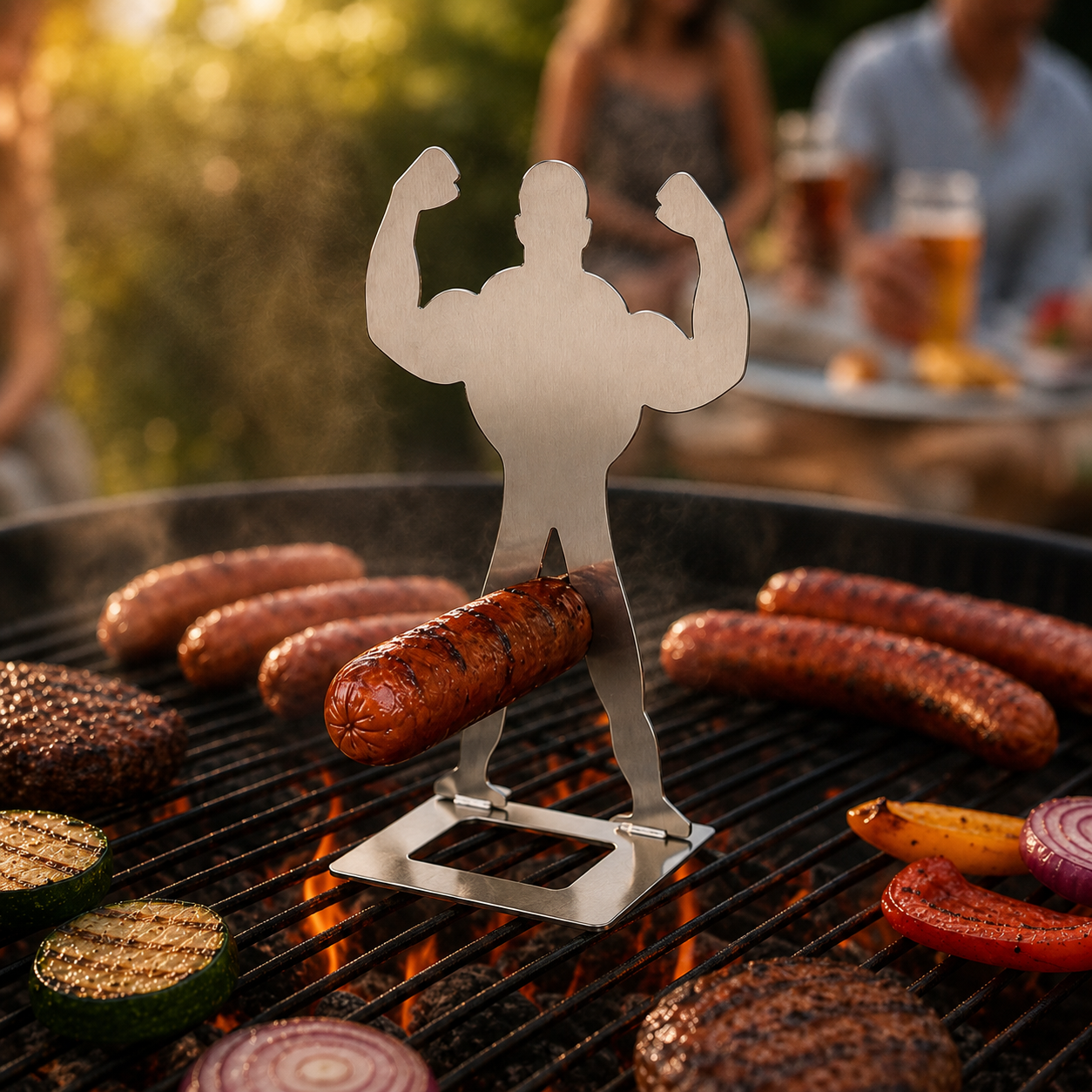 Stainless Steel BBQ Sausage Holder - Funny Grilling Gadget Gift - SantaSocks