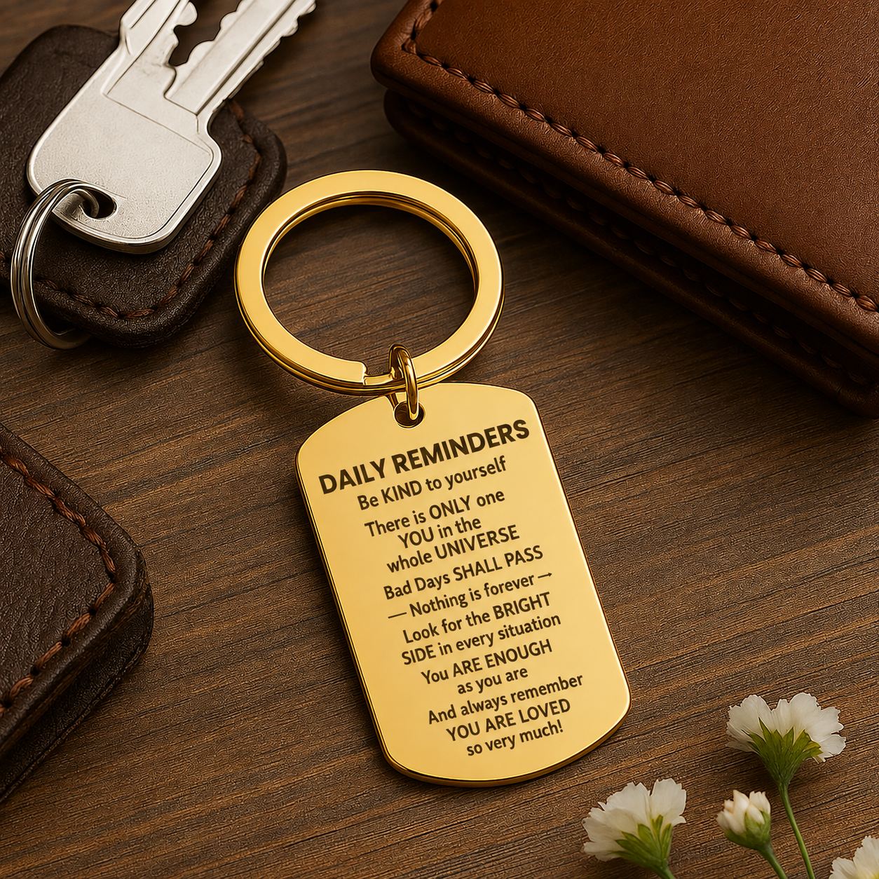 Inspirational Little Reminders Keychain Standard Inspirational Little Reminders Keychain Stainless Steel Dog Tag Gifts for Friends - SantaSocks
