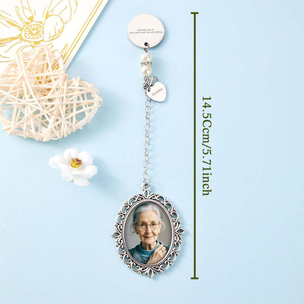 Personalized Photo Bouquet Charm with Heart Pendant Memorial Wedding Gift for Bride - SantaSocks