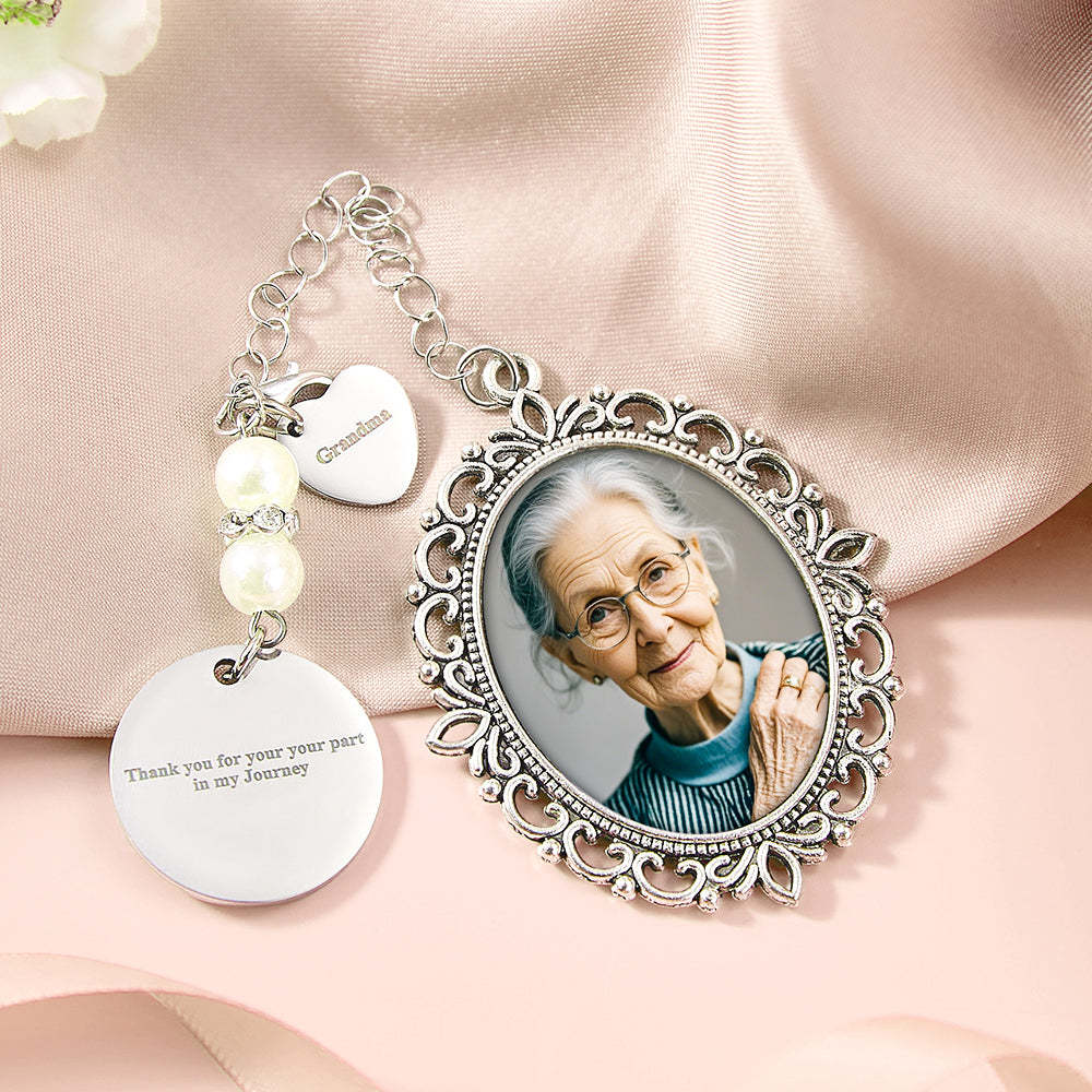 Personalized Photo Bouquet Charm with Heart Pendant Memorial Wedding Gift for Bride - SantaSocks