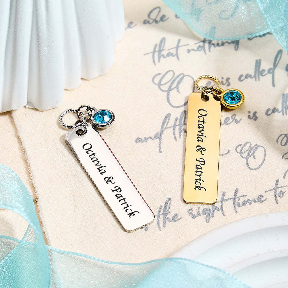 Personalized Bridal Bouquet Charm with Engraved Text and Card Something Blue Wedding Gift for Bride - SantaSocks