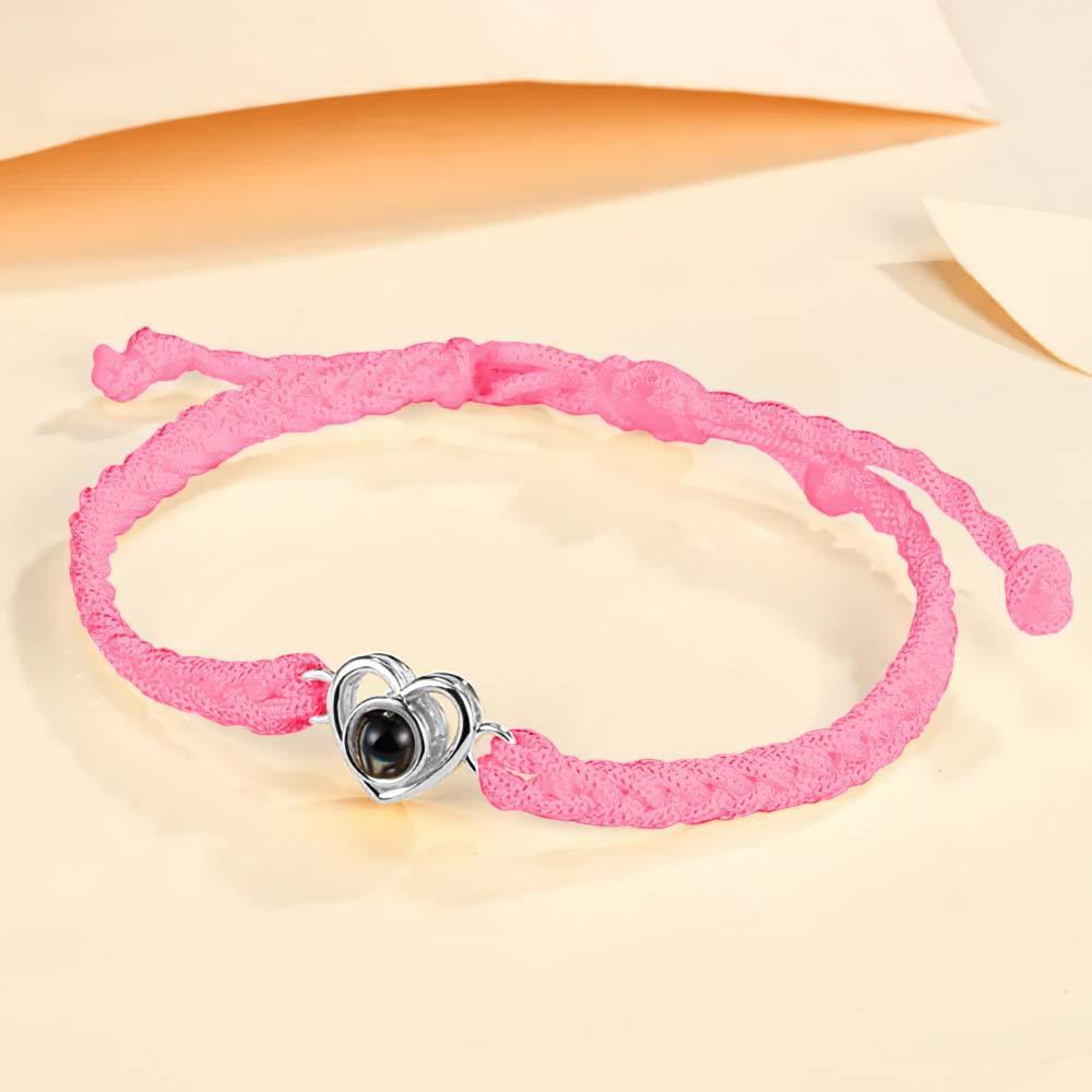 Custom Photo Projection Braided Rope Bracelet Memorial Photo Inside Bracelet Gifts for Her - SantaSocks