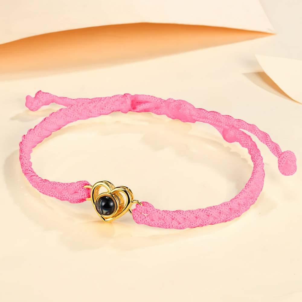 Custom Photo Projection Braided Rope Bracelet Memorial Photo Inside Bracelet Gifts for Her - SantaSocks
