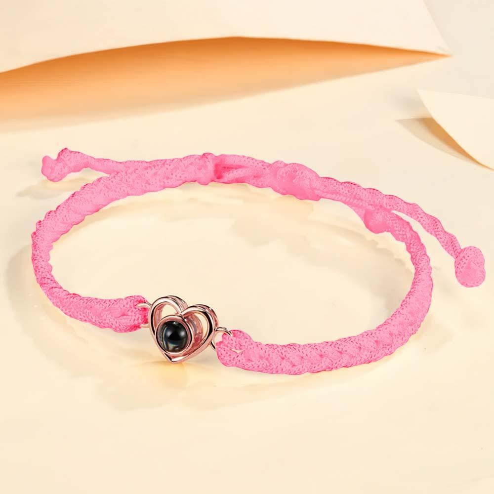 Custom Photo Projection Braided Rope Bracelet Memorial Photo Inside Bracelet Gifts for Her - SantaSocks