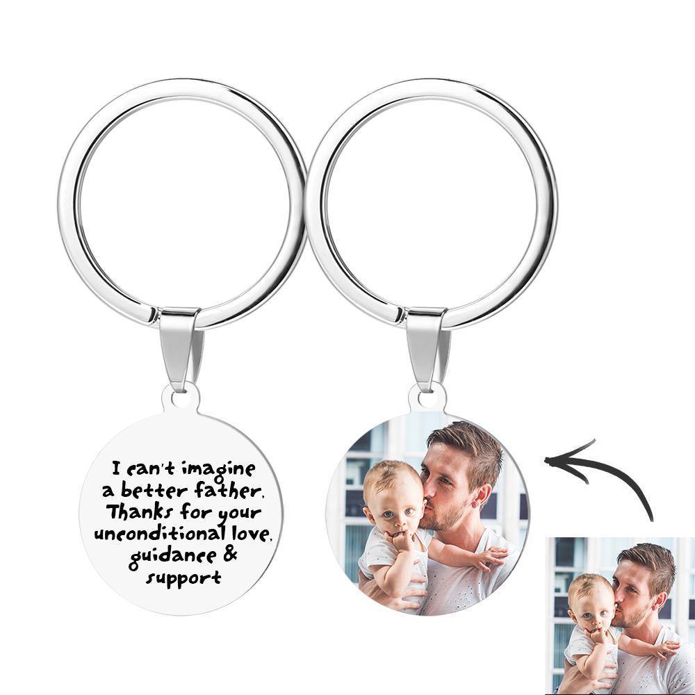 Round Tag Photo Keychain Best Father Gifts for Father's Day Stainless Steel - SantaSocks