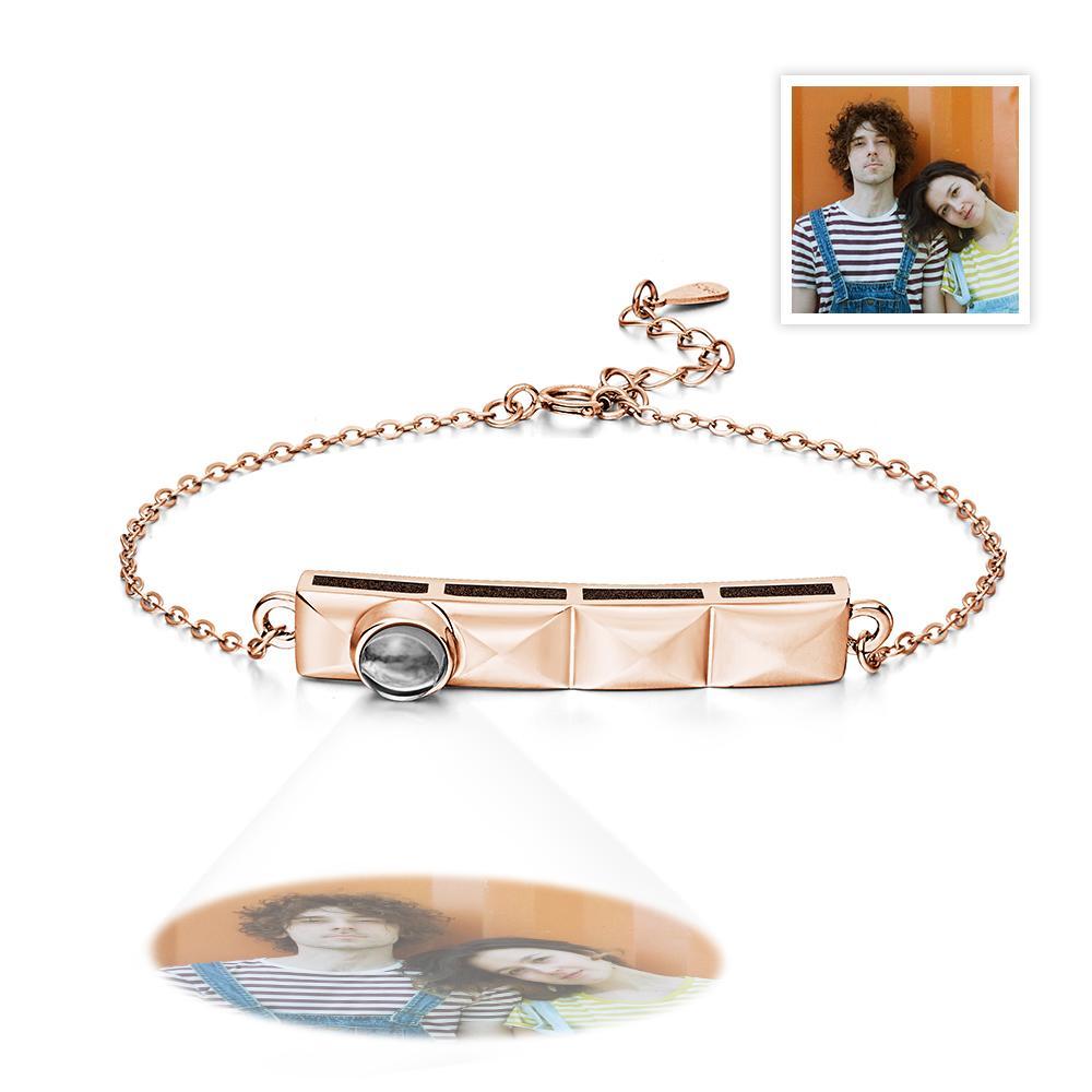 Bar Picture Bracelet Photo Projection Bracelet Custom Photo Bracelet for Men Women Anniversary Gift for Couples - SantaSocks