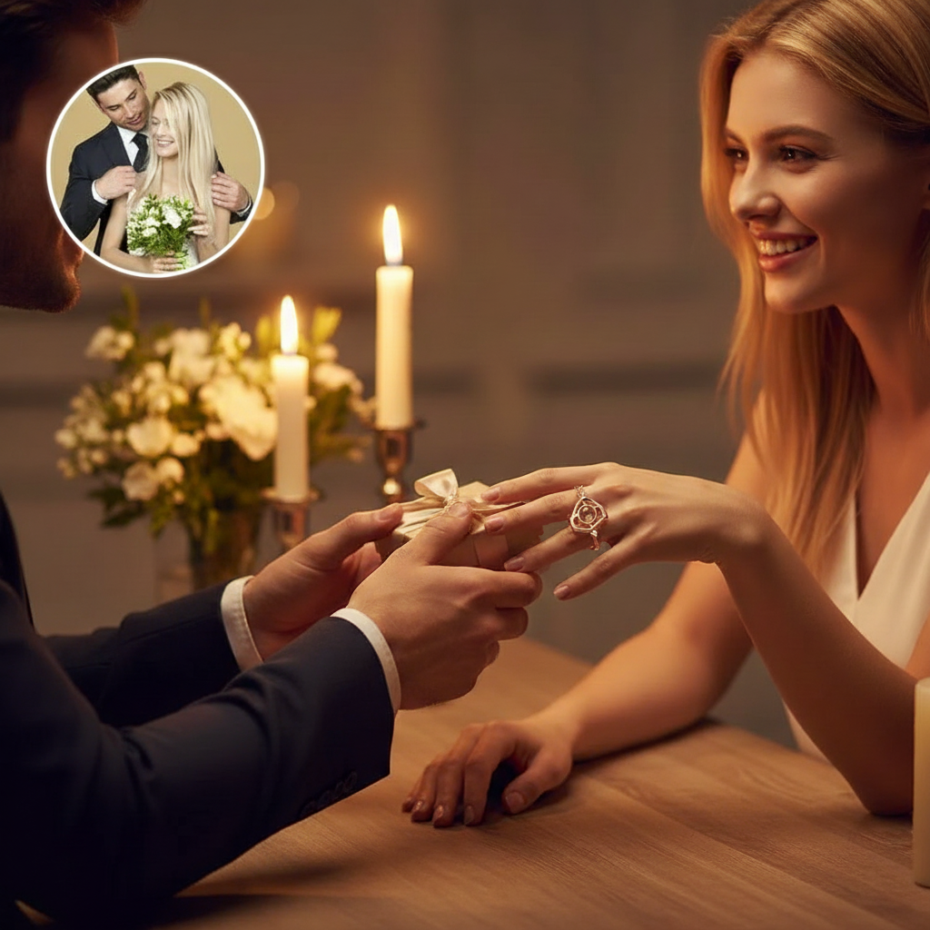 Custom Photo Heart Ring Projection Ring Valentine's Day Gift Idea