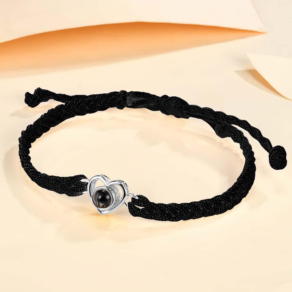 Custom Photo Projection Braided Rope Bracelet Memorial Photo Inside Bracelet Gifts for Her - SantaSocks