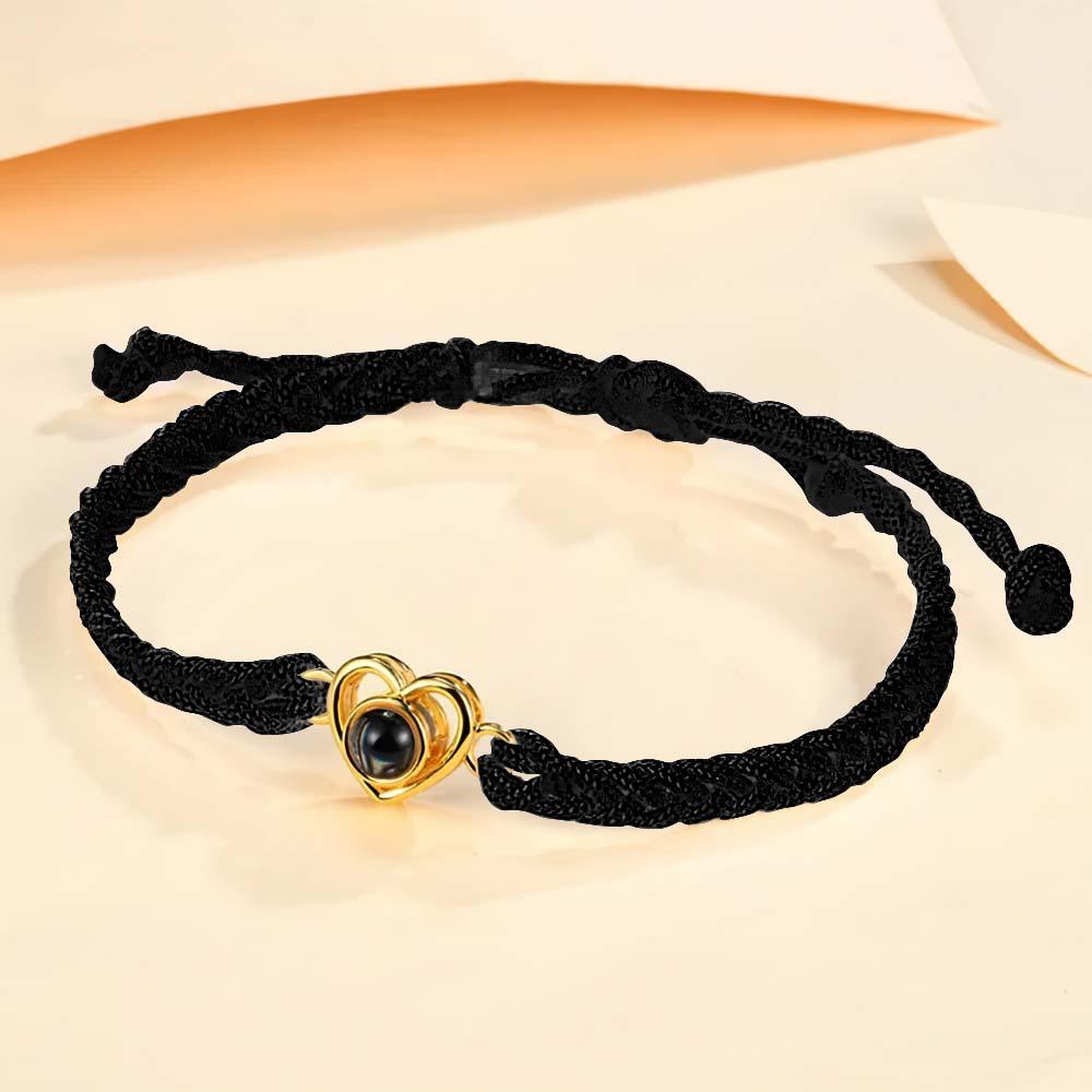 Custom Photo Projection Braided Rope Bracelet Memorial Photo Inside Bracelet Gifts for Her - SantaSocks