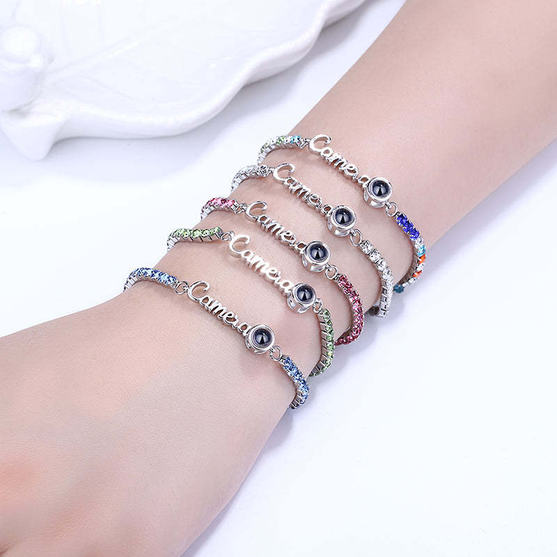 Custom Name Tennis Bracelets Photo Projection Fashionable All Diamonds Bracelet Gifts For Her - SantaSocks