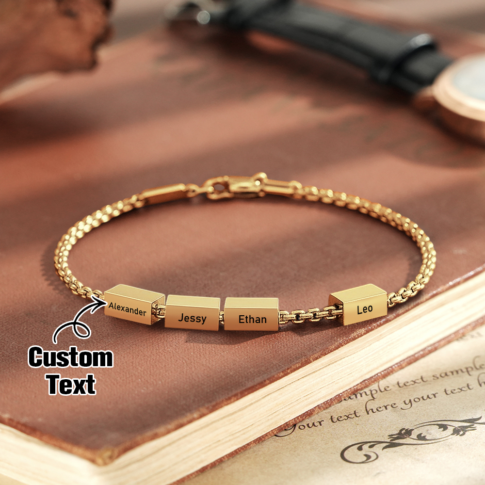 Personalize Dad Bracelet, Kids Name Bracelet, Family Jewelry, Custom Gift For Dad, Gift For Husband,Gift for Father's Day