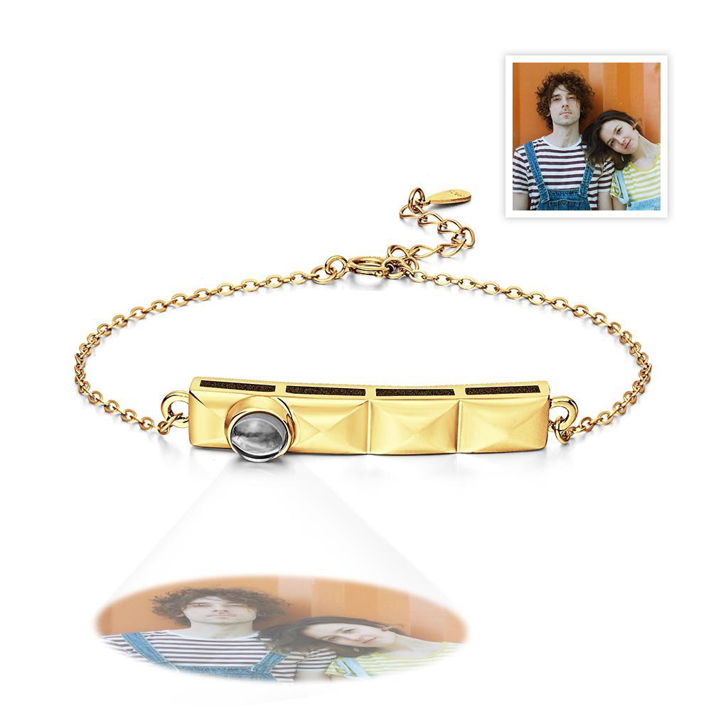 Bar Picture Bracelet Photo Projection Bracelet Custom Photo Bracelet for Men Women Anniversary Gift for Couples - SantaSocks