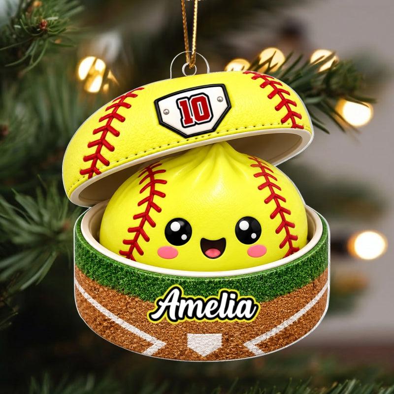 Custom Ball Games Dumpling Squishy Style - Personalized Acrylic Ornament - Christmas Gift for Daughter, Son, Grandkids