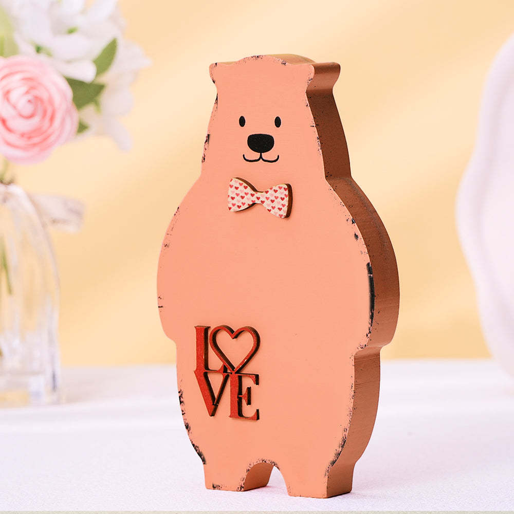 Wooden Couple Bear Home Decor Valentine's Day Gift for Couple - SantaSocks