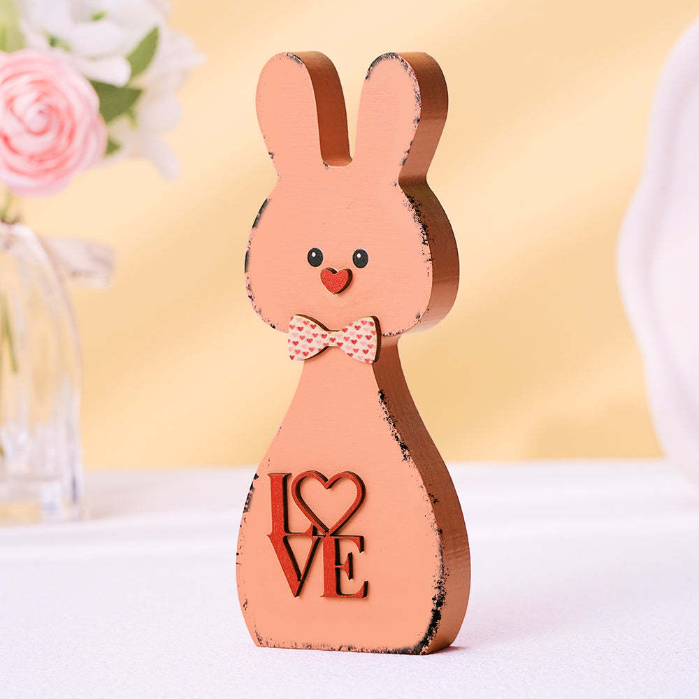 Wooden Couple Rabbit Home Decor Valentine's Day Gift for Couple - SantaSocks