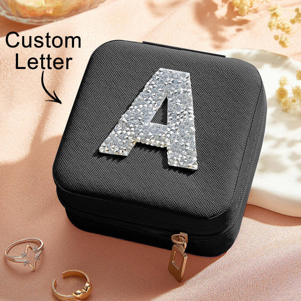 Personalized Jewelry Box with Glitter Letter Bridesmaid Gift for Her - SantaSocks