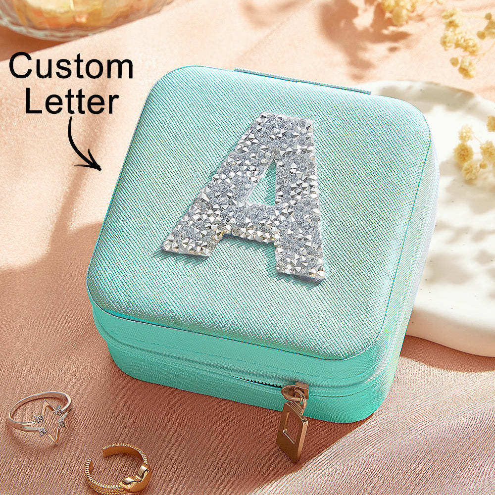 Personalized Jewelry Box with Glitter Letter Bridesmaid Gift for Her - SantaSocks