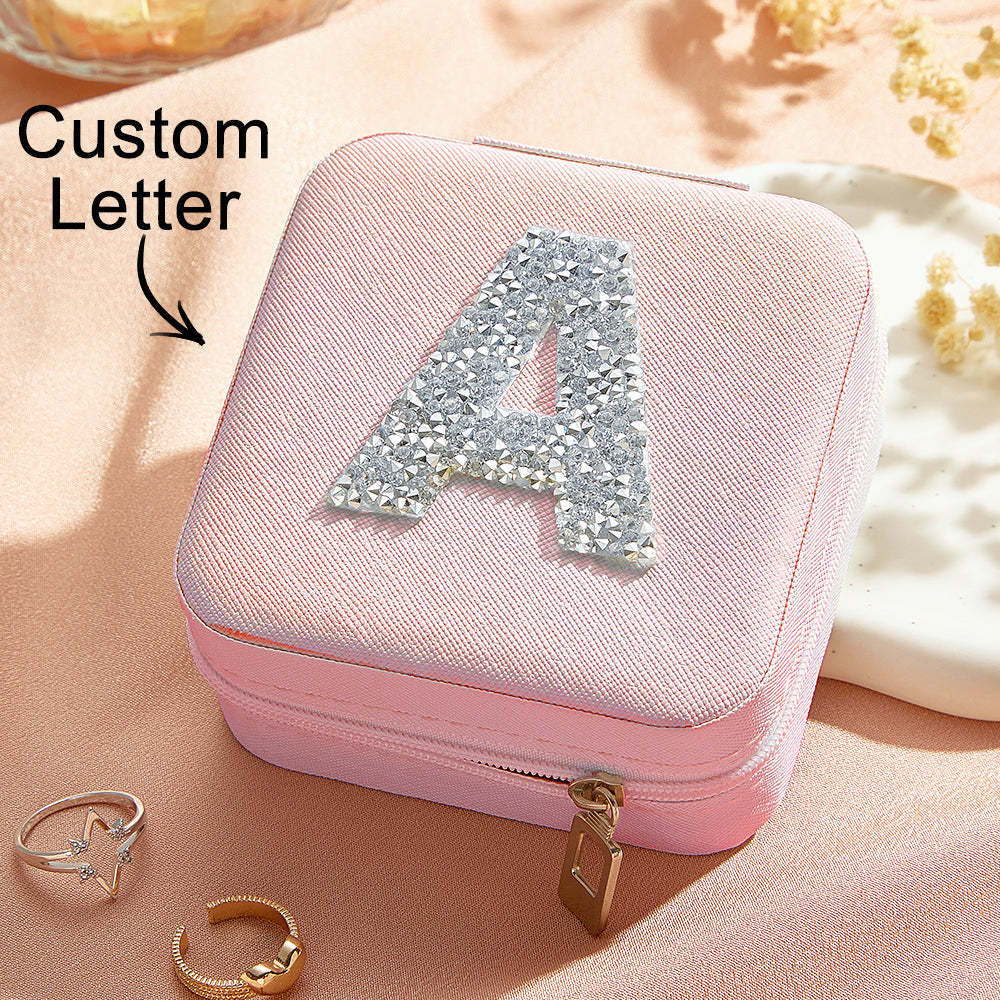 Personalized Jewelry Box with Glitter Letter Bridesmaid Gift for Her - SantaSocks